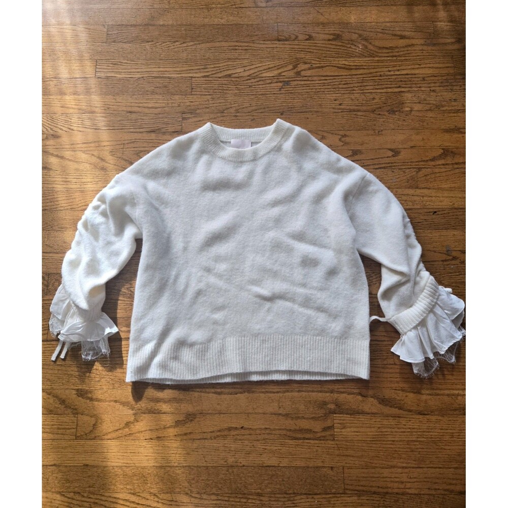 Cinq A Sept Atlas Crewneck Bell-Sleeve Sweater Wool Blend Size Medium